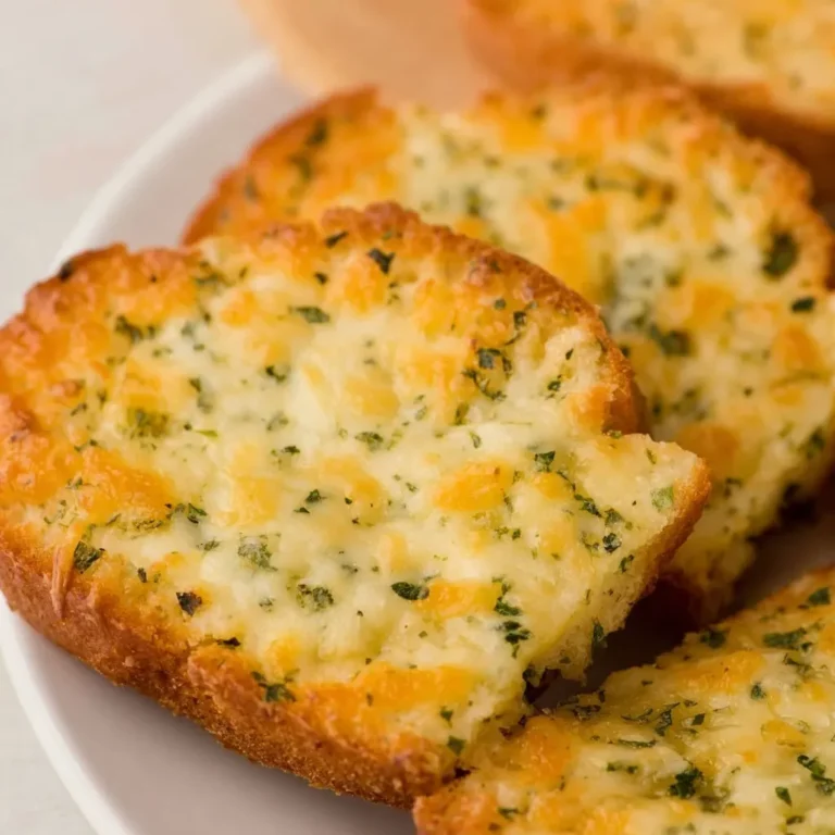 Buttery cheesy garlic Air Fryer Texas Toast with parsley on a white plate