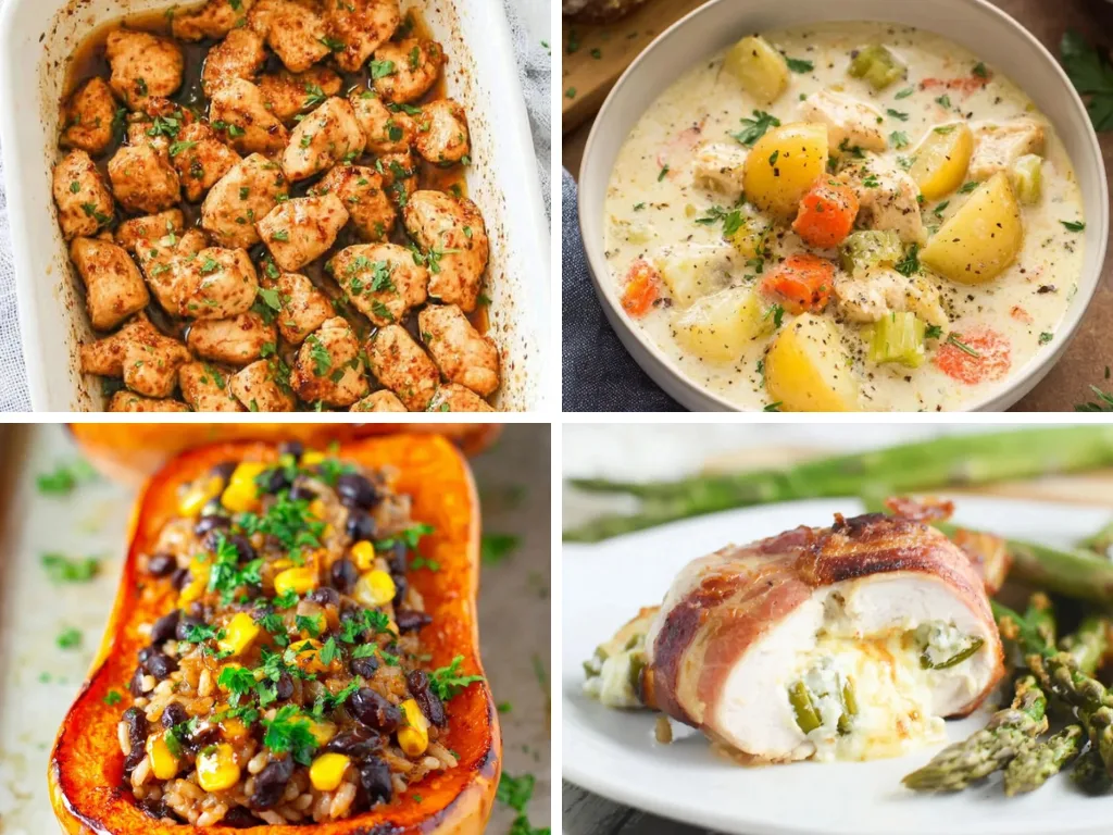 easy dinner recipes featuring chicken, slow cooker meals, seafood, vegetarian, and comfort food recipes