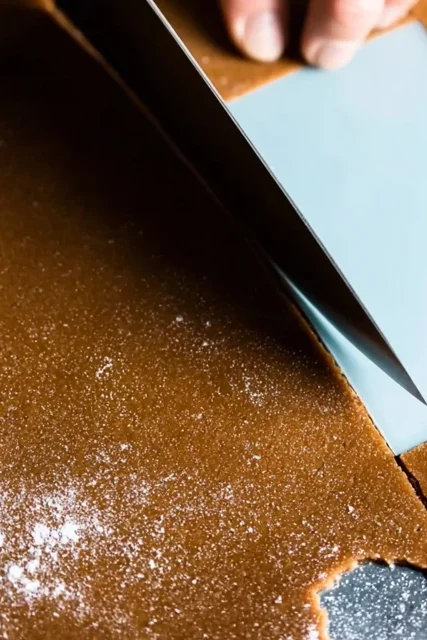 Cutting gingerbread house dough using a template