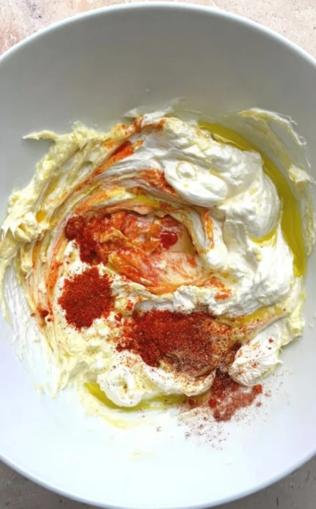 Mixing Big Mac Sauce copycat ingredients in a bowl