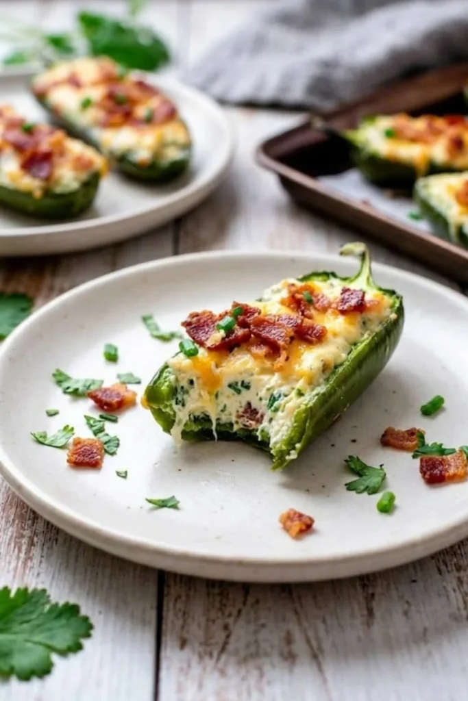 Keto Jalapeno Popper Bite with a bite taken showing creamy cheese filling and crispy bacon