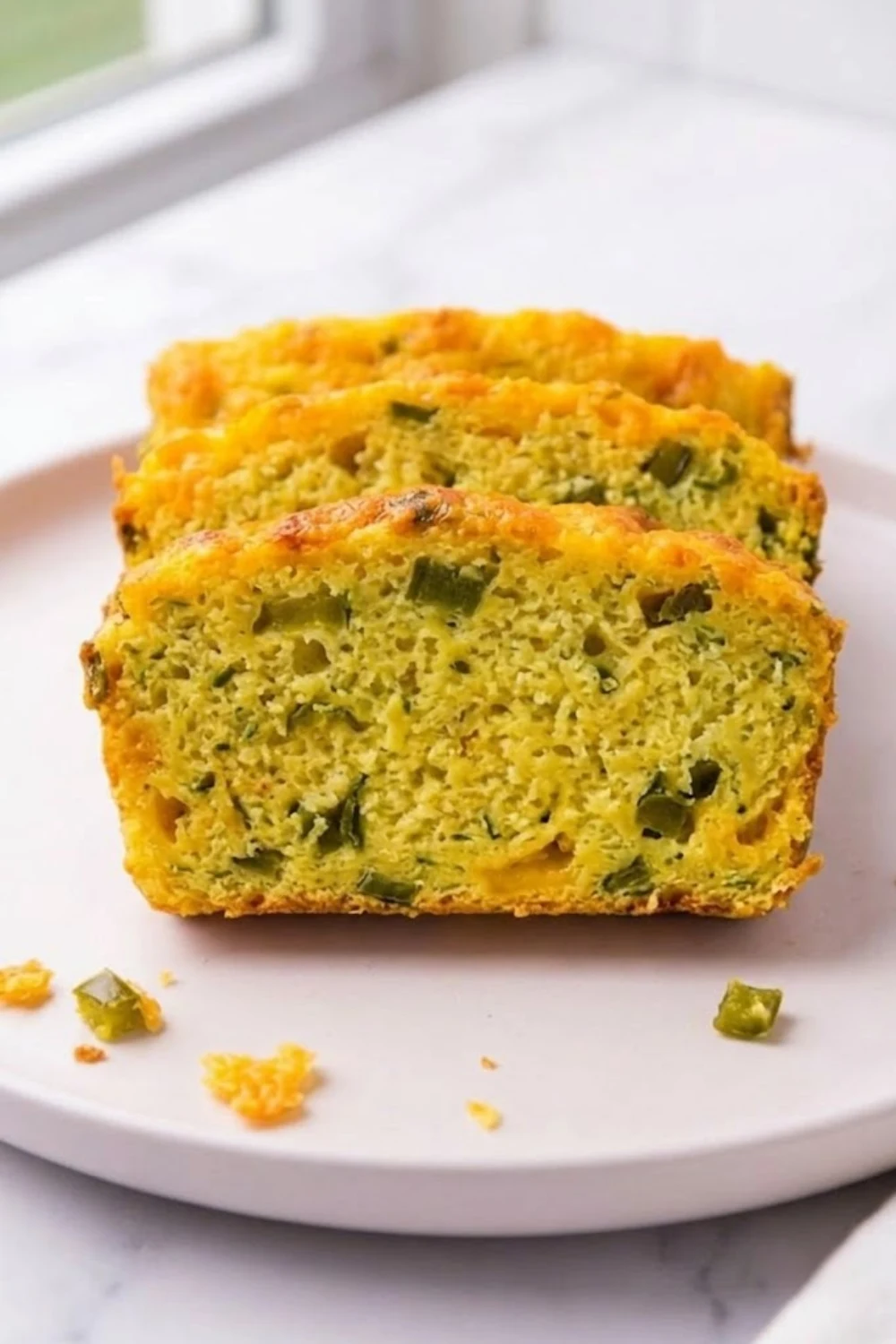 close up dill pickle bread slice showing soft crumb and pickles
